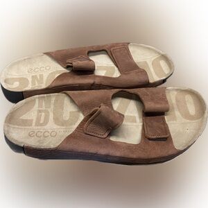 ECCO Men's Brown Two Band Slide Sandal